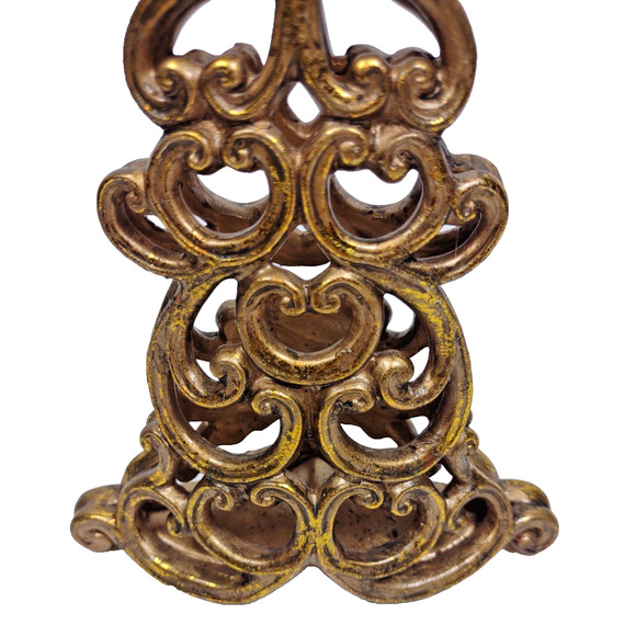 VTG Roman Fleur De Lis Terracotta Pottery Flat Holiday Tree With Star Gold 9" - Picture 8 of 9